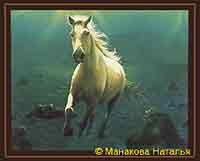 White horse:
Canvas, oil. The size 80х55 см. 2002 year.